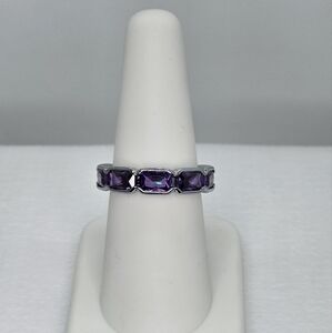 Elegant Purple Silver Women's Ring